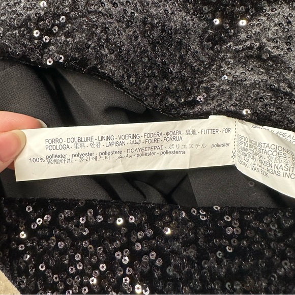 NWT Zara Sequin Black Velvet Mini Dress Size Large - Picture 14 of 14